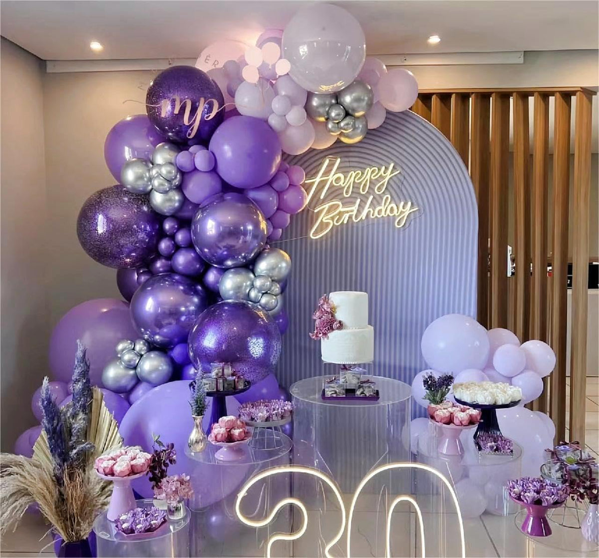 MEBAY 146Pcs Grey Violet Maca Purple Balloon Arch Kit – Latex Party Garland Set