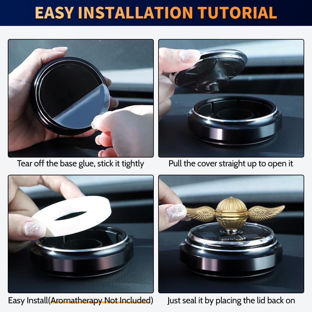 Mechaniker Solar-Powered Car Air Freshener — Golden Spinner with Swinging Wings