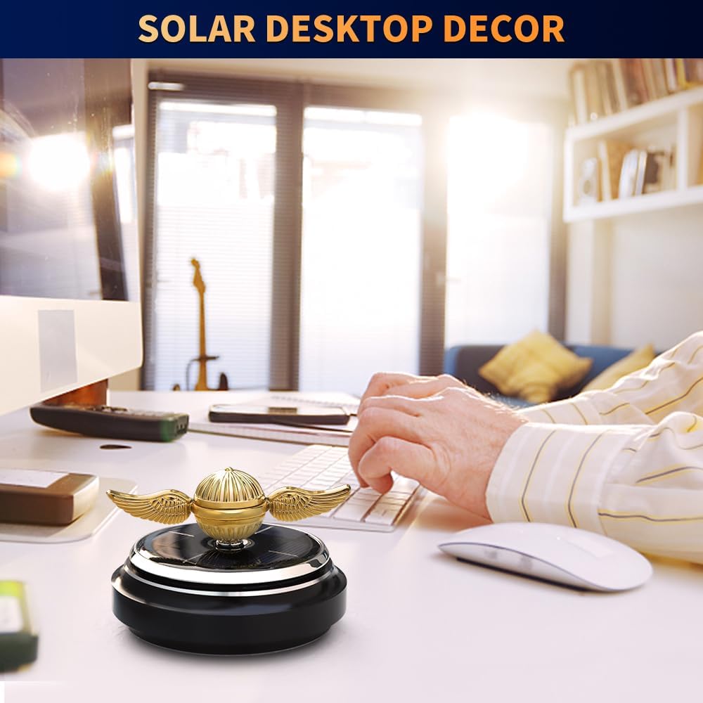 Mechaniker Solar-Powered Car Air Freshener — Golden Spinner with Swinging Wings
