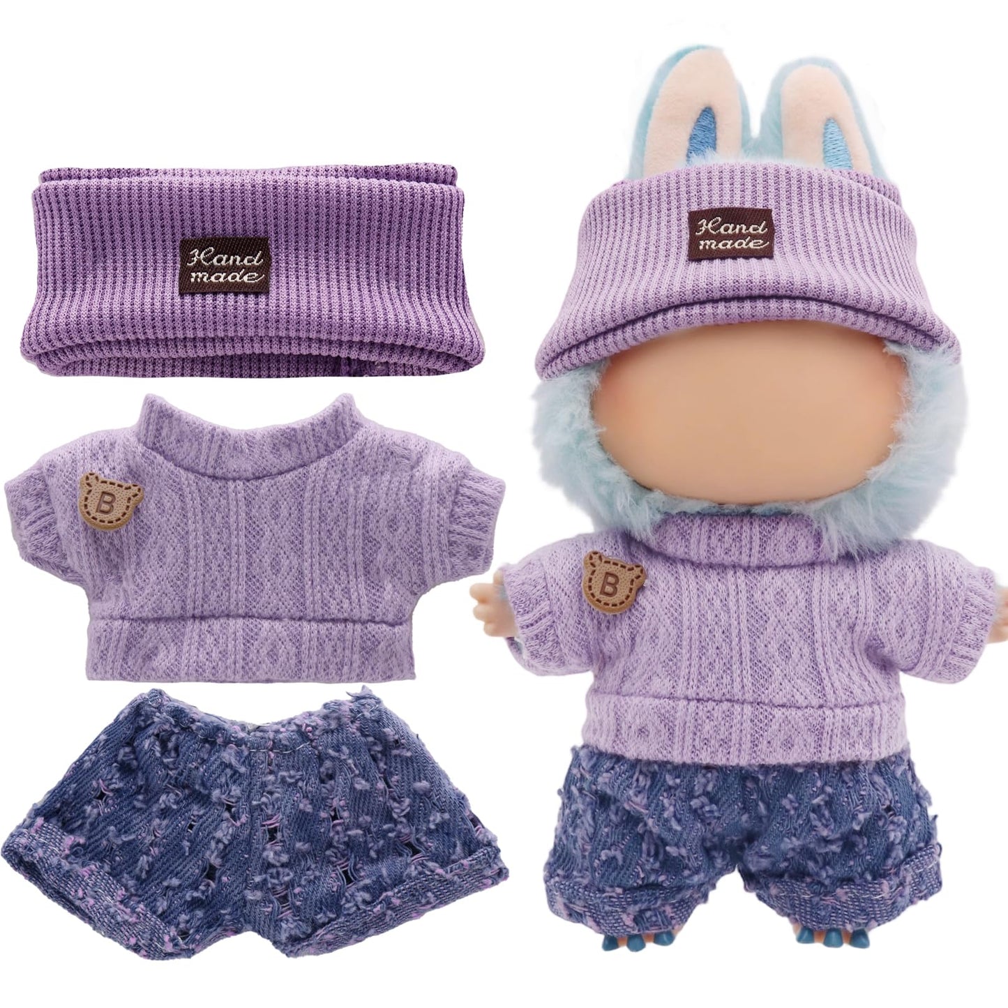 MechField Labubu Doll Clothes – 15cm & 17cm Outfits (Purple Trend)