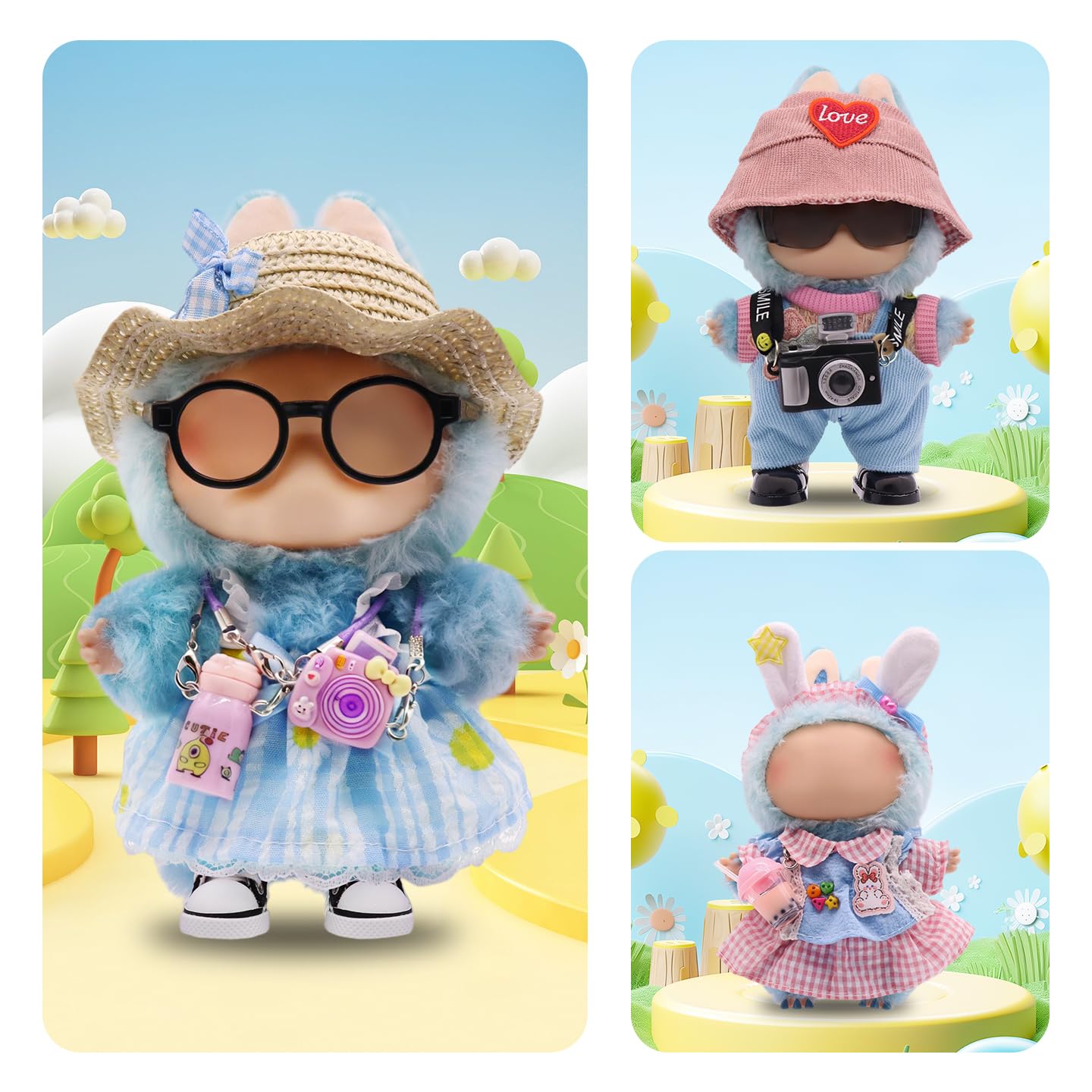 MechField Labubu 23-Piece Clothes & Accessories Set – Style B for 15 & 17 cm Dolls with Display Bag & Rack