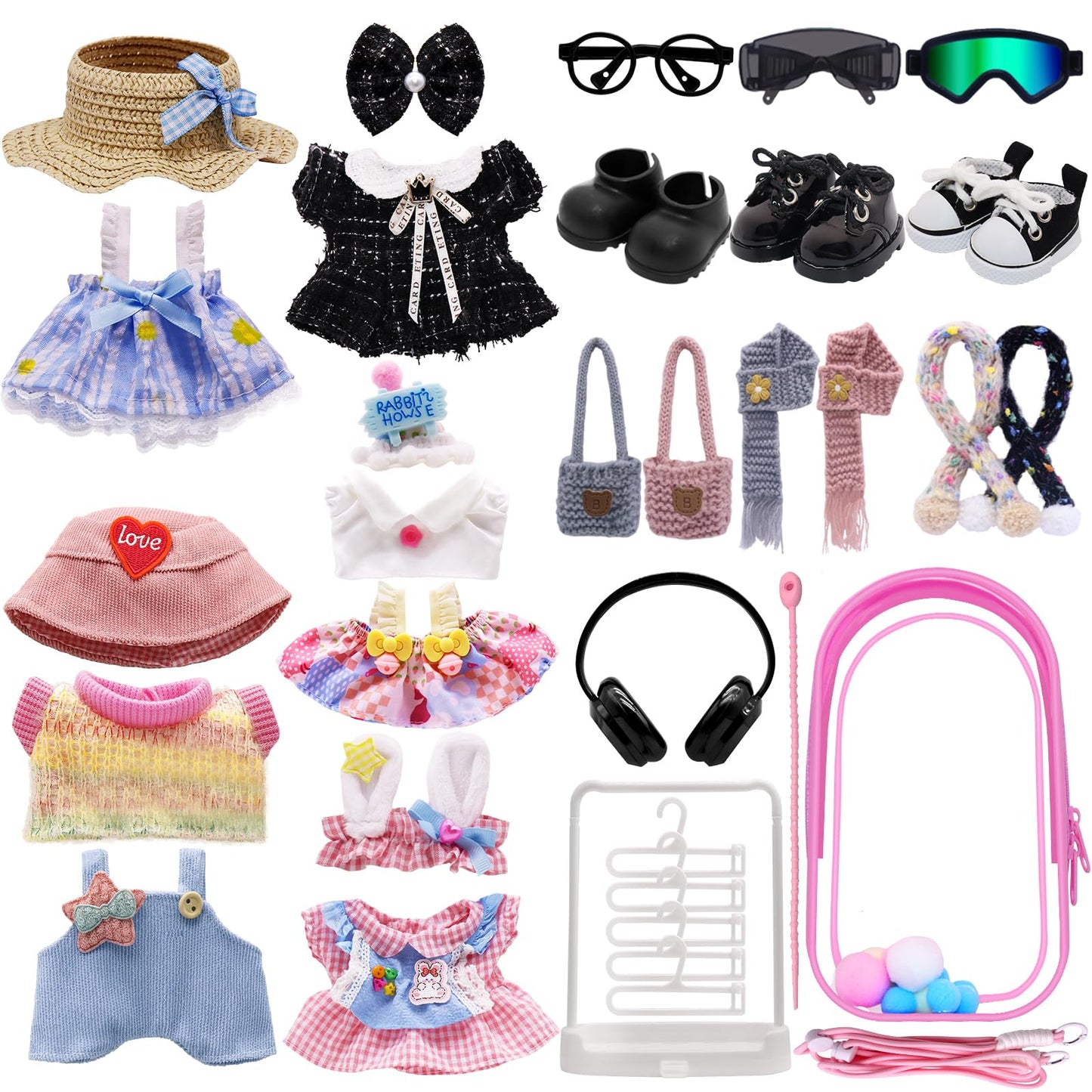 MechField Labubu Clothes 24-Piece Set for 15–17 cm Dolls | Display Bag & Accessories – Style B