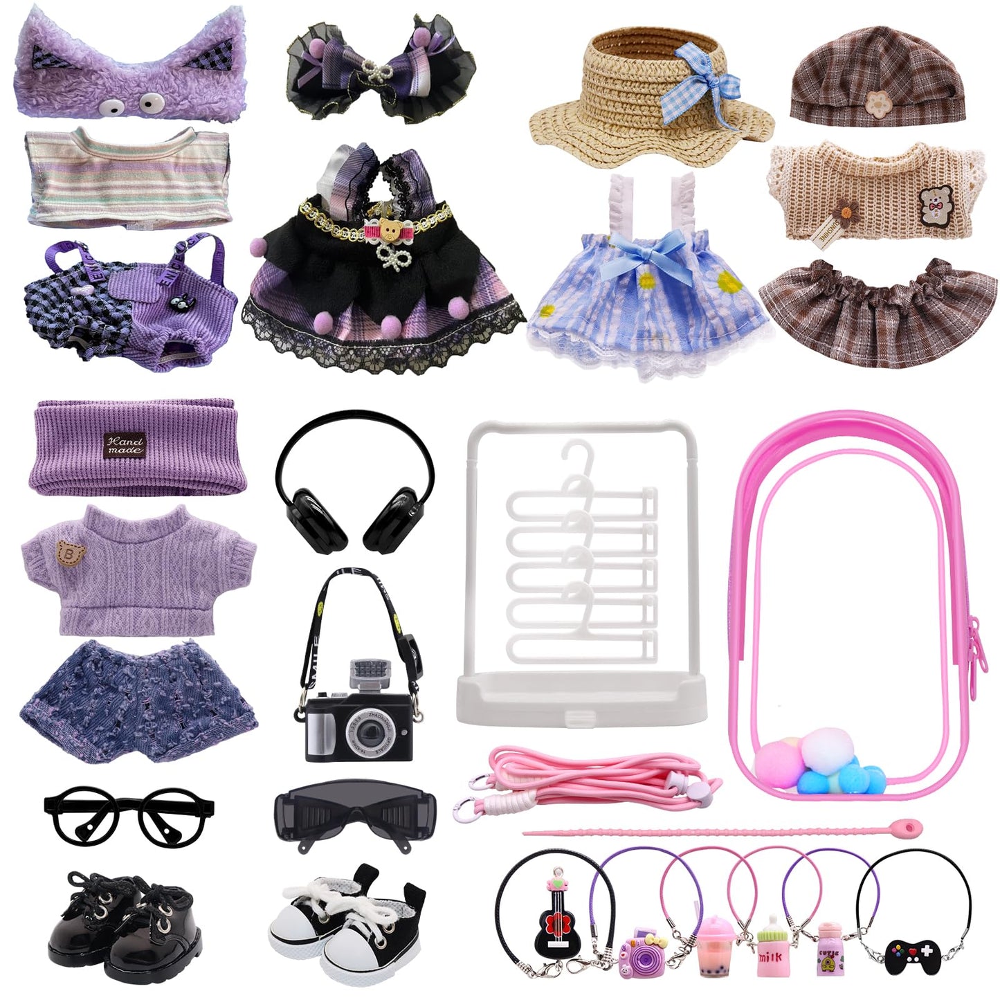 MechField Labubu 23-Piece Doll Clothes Set – Display Bag, Rack & Accessories | Style E