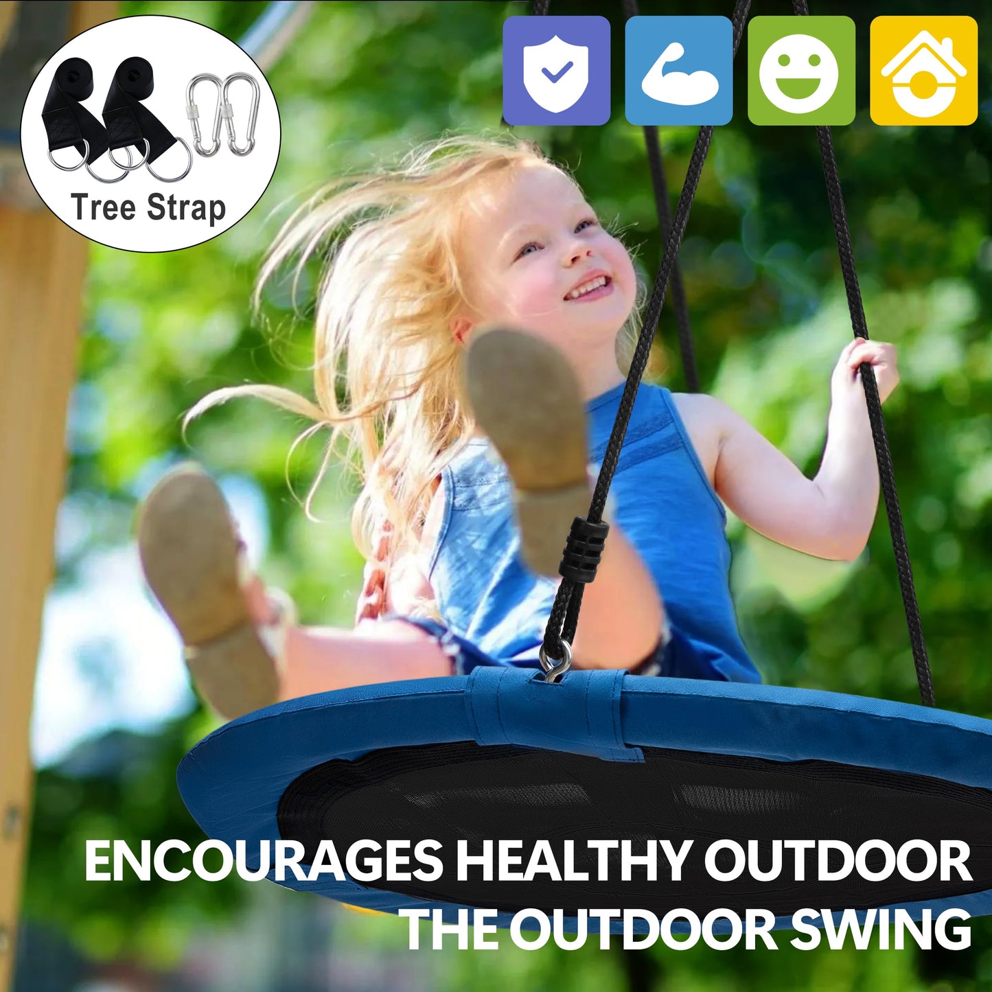 Medicook Saucer Tree Swing 40-Inch, 600lb Capacity, Straps, Pillow, Waterproof Seat