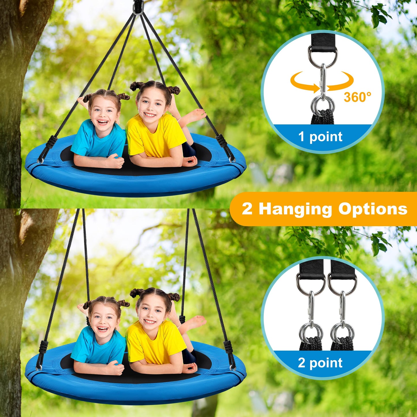 Medicook Saucer Tree Swing 40-Inch, 600lb Capacity, Straps, Pillow, Waterproof Seat