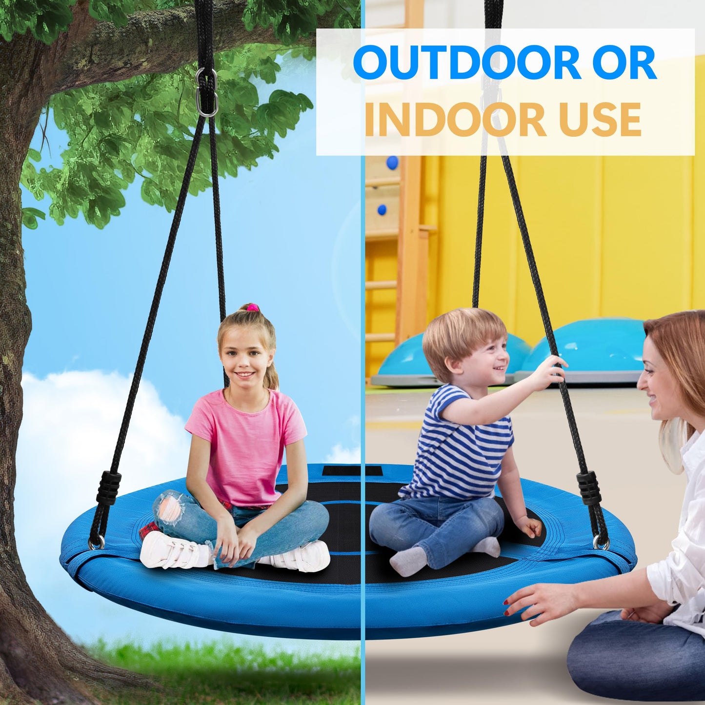 Medicook Saucer Tree Swing 40-Inch, 600lb Capacity, Straps, Pillow, Waterproof Seat