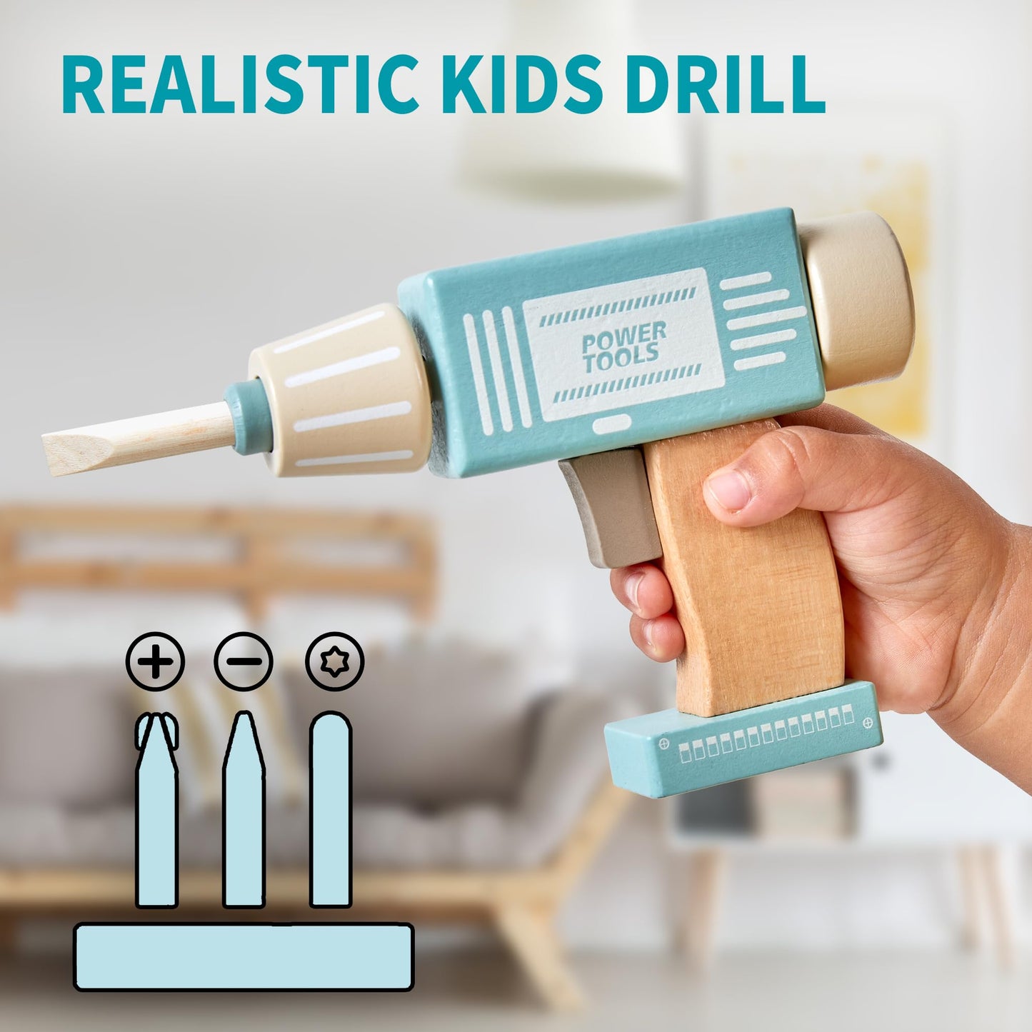Medoga Kids Tool Bench – Wooden Playset with Belt & Realistic Toy Tools for Ages 3-5