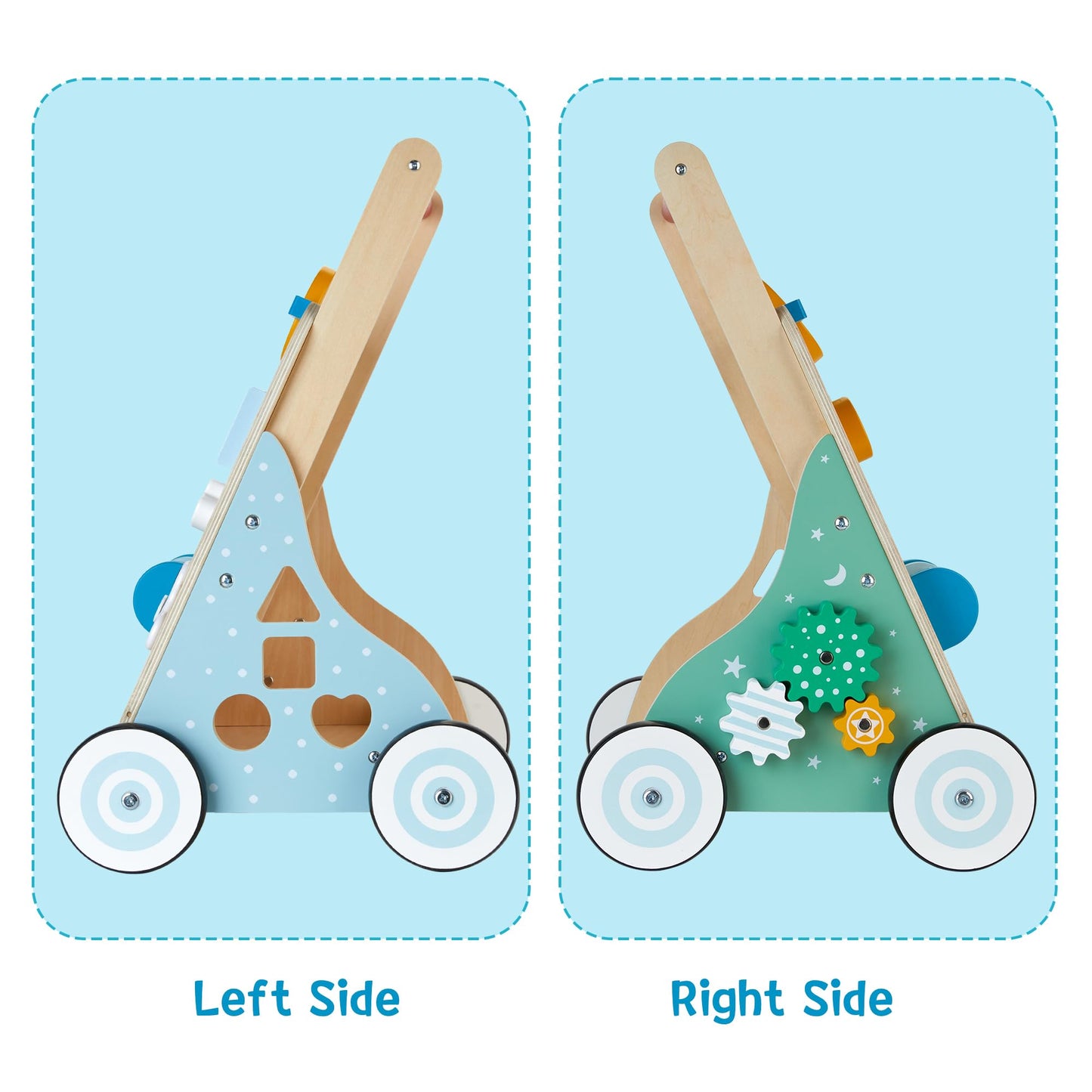 Medoga Wooden Baby Walker 10-in-1 | Adjustable Push Walker Activity Center