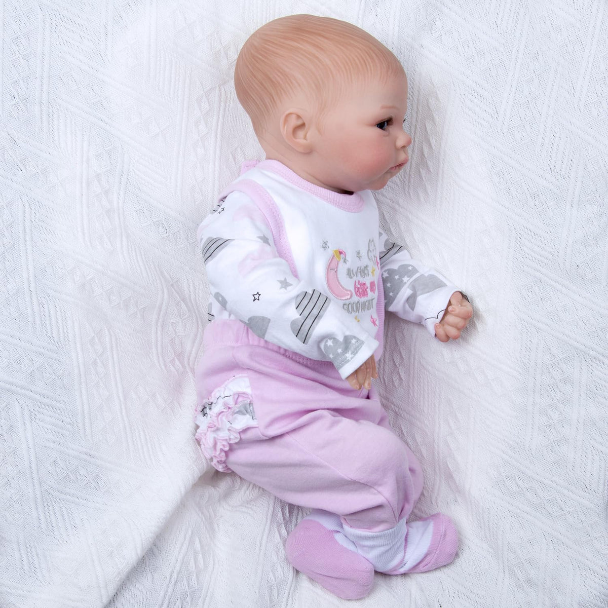 Medylove 4 Pcs Reborn Baby Doll Clothes Set for 17-22 Inch Dolls – Moon & Star Pink Accessories