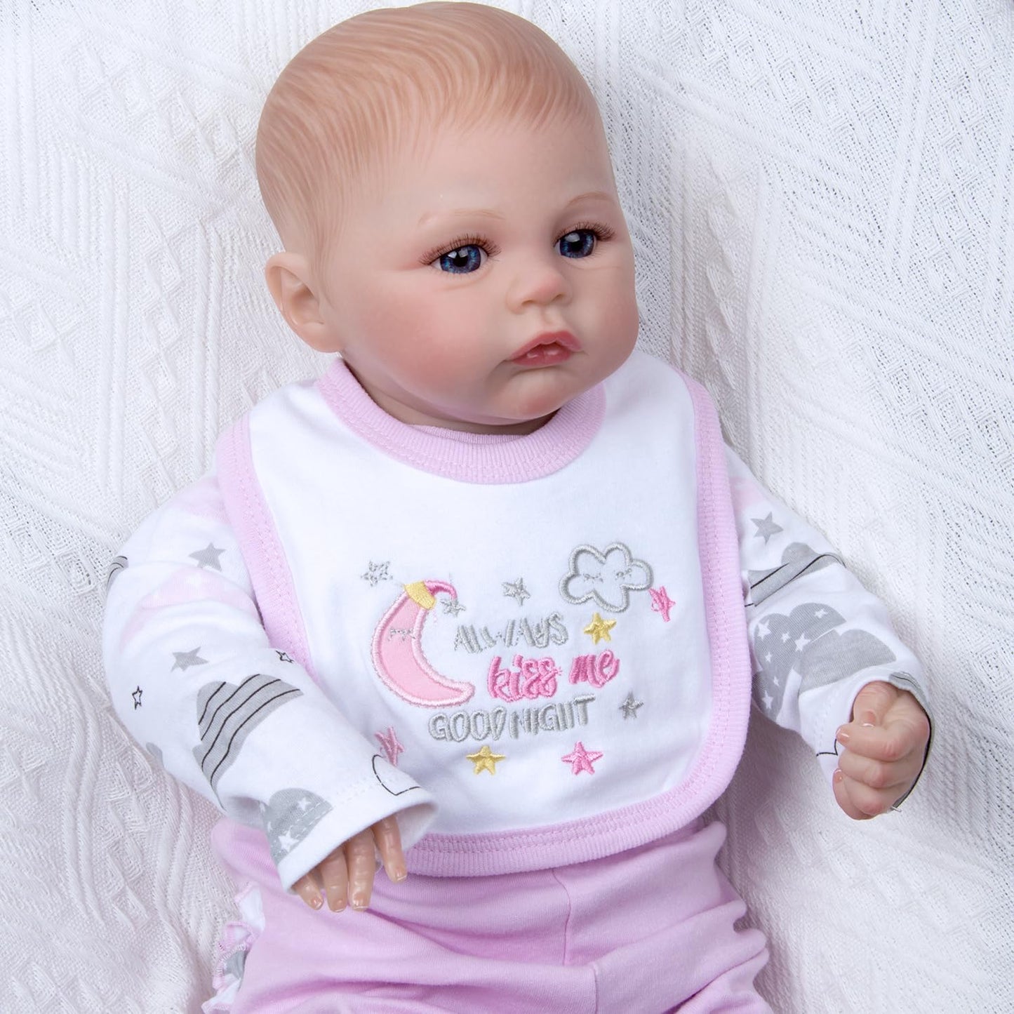Medylove 4 Pcs Reborn Baby Doll Clothes Set for 17-22 Inch Dolls – Moon & Star Pink Accessories