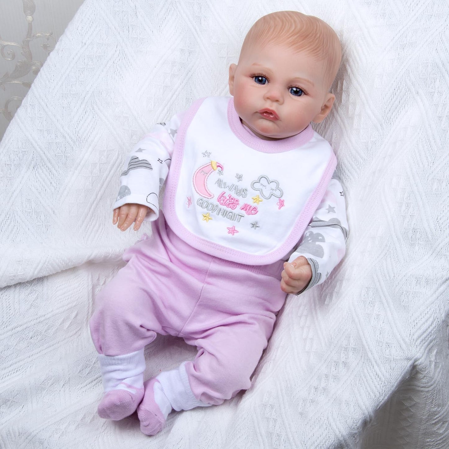 Medylove 4 Pcs Reborn Baby Doll Clothes Set for 17-22 Inch Dolls – Moon & Star Pink Accessories