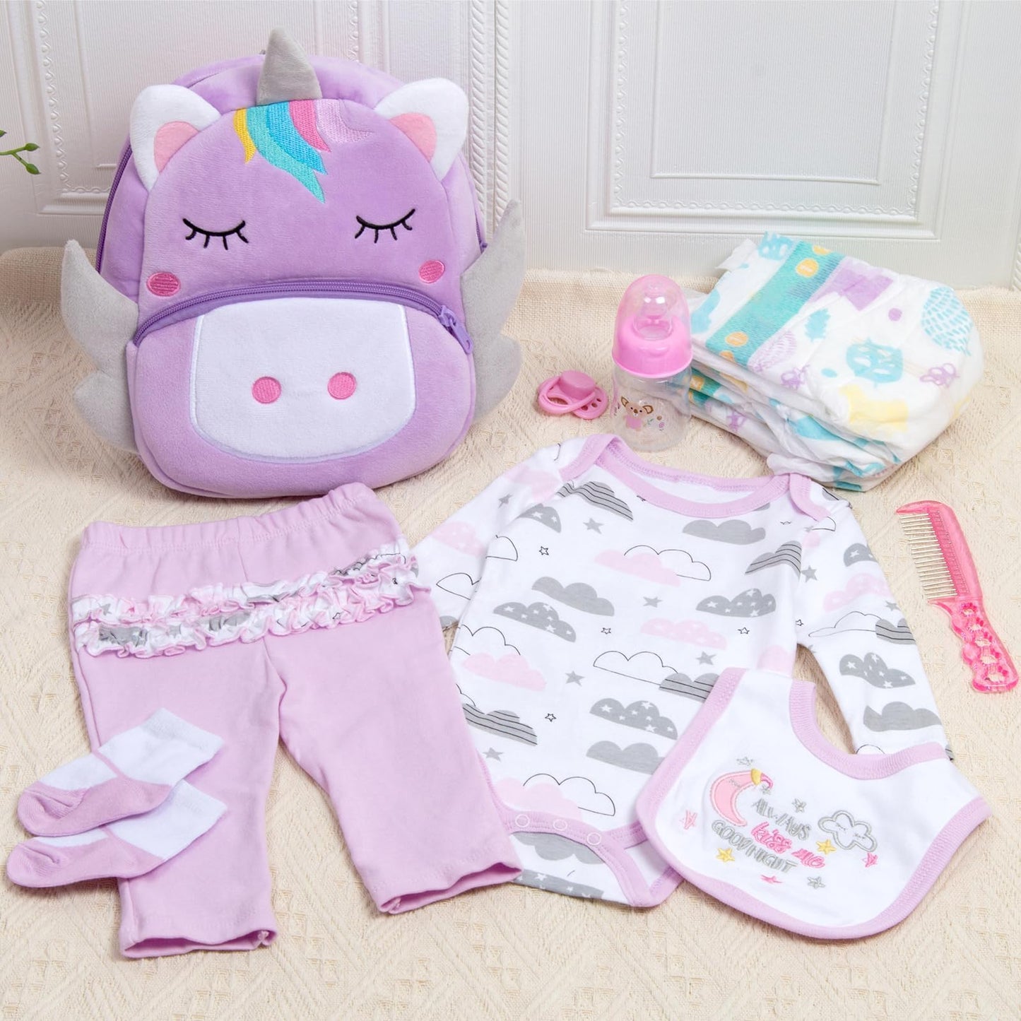Medylove 12 Pcs Reborn Doll Clothes Set with Backpack for 17-22 Inch Dolls
