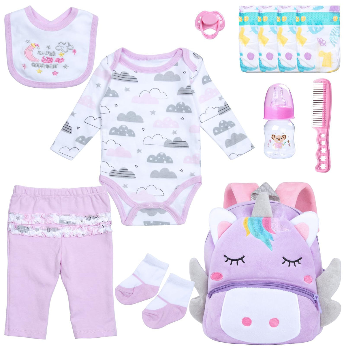 Medylove 12 Pcs Reborn Doll Clothes Set with Backpack for 17-22 Inch Dolls