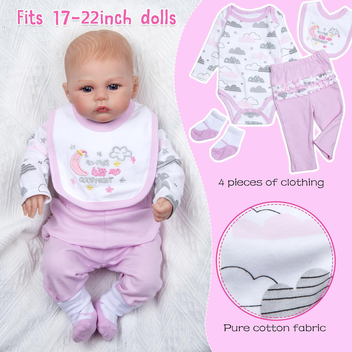 Medylove 12 Pcs Reborn Doll Clothes Set with Backpack for 17-22 Inch Dolls