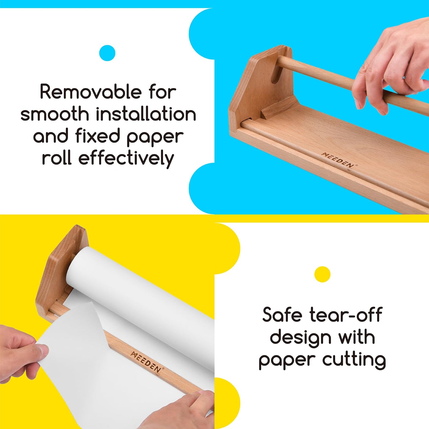 MEEDEN Beech Wood Paper Roll Dispenser with 3 Rolls – Kids Tabletop Easel