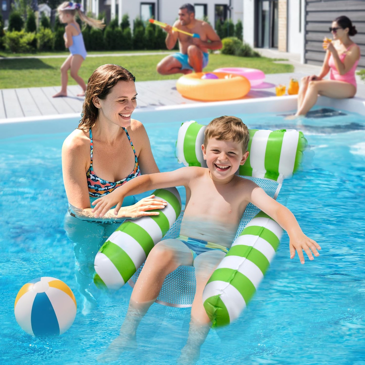 Meegoo Pool Floats Kids – 3 Pack Triple-Tube Pool Hammock Float Set