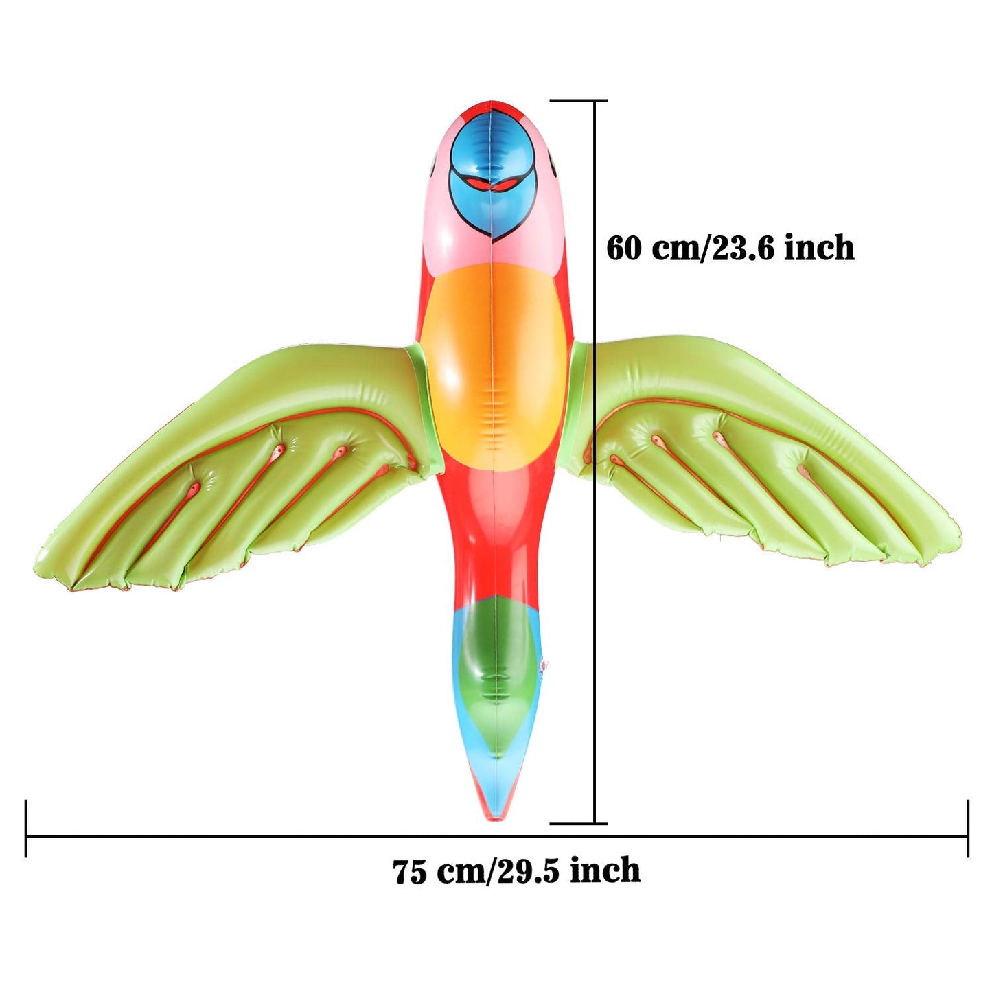 Meekoo 4-Pack Inflatable Flying Parrot Decorations – Tropical Pool Luau Props (29.5 x 23.6 in)