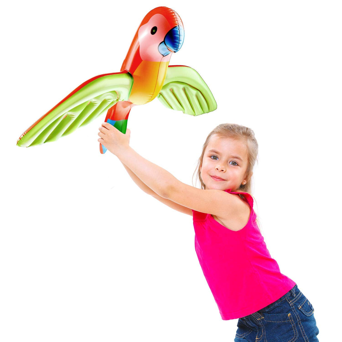 Meekoo 4-Pack Inflatable Flying Parrot Decorations – Tropical Pool Luau Props (29.5 x 23.6 in)