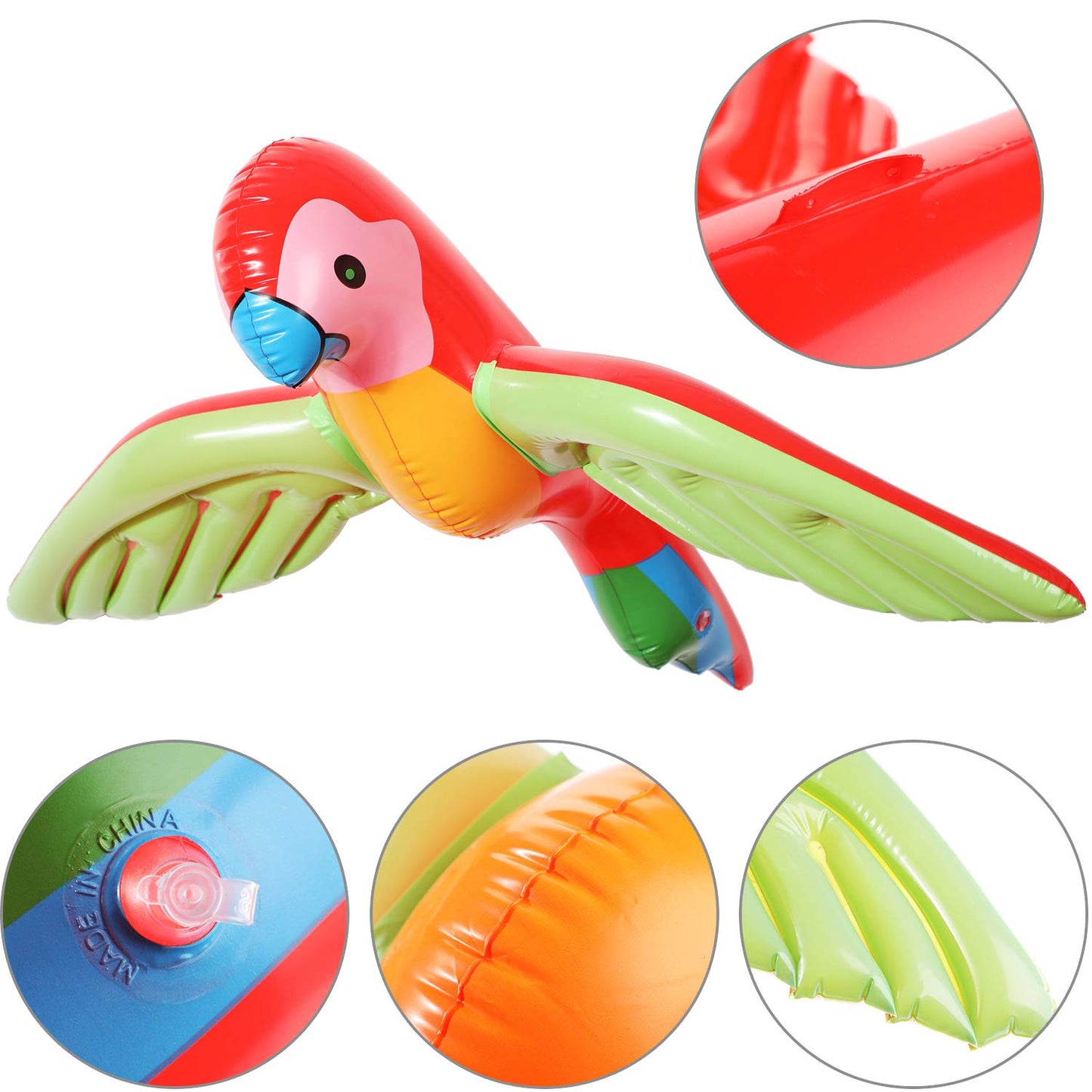 Meekoo 4-Pack Inflatable Flying Parrot Decorations – Tropical Pool Luau Props (29.5 x 23.6 in)