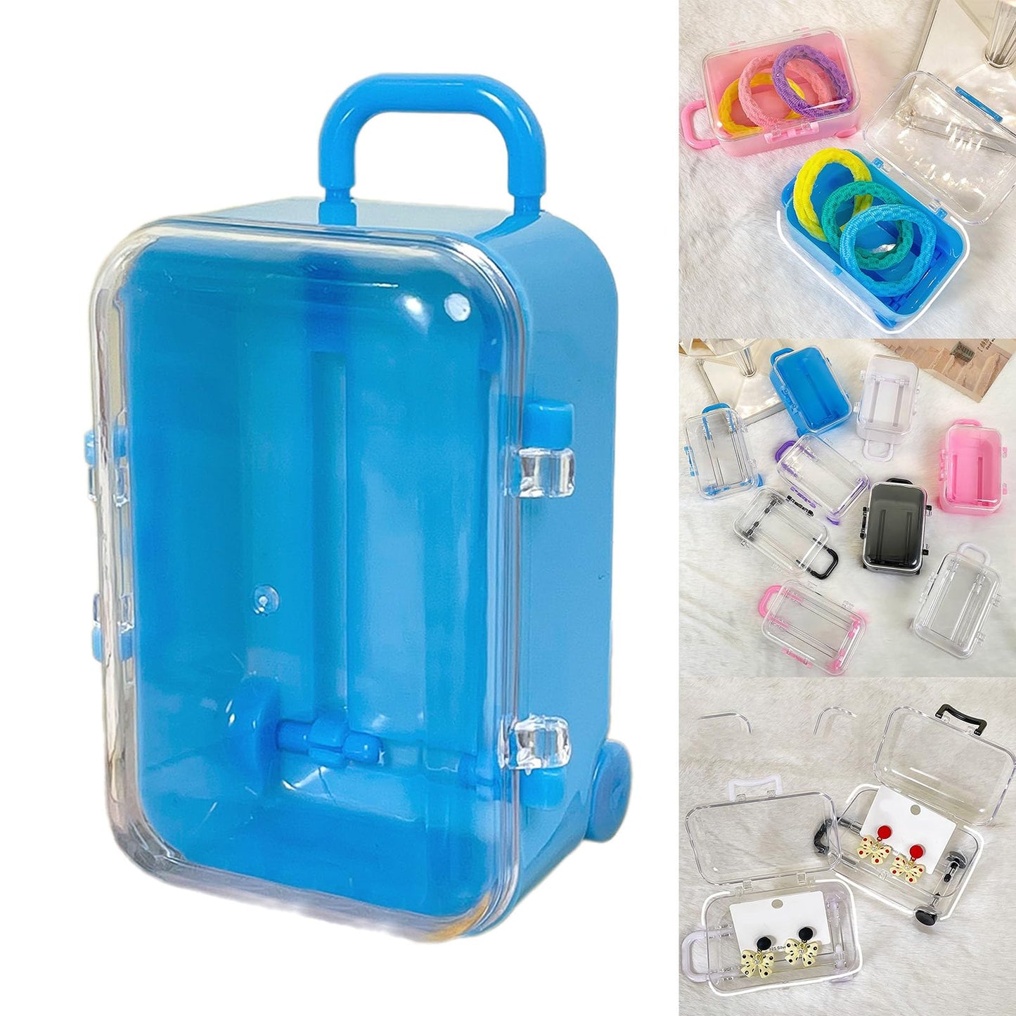 MEELYHOME ZQA Pink Plastic Miniature Doll Suitcase – Portable Storage Trunk for Doll Accessories