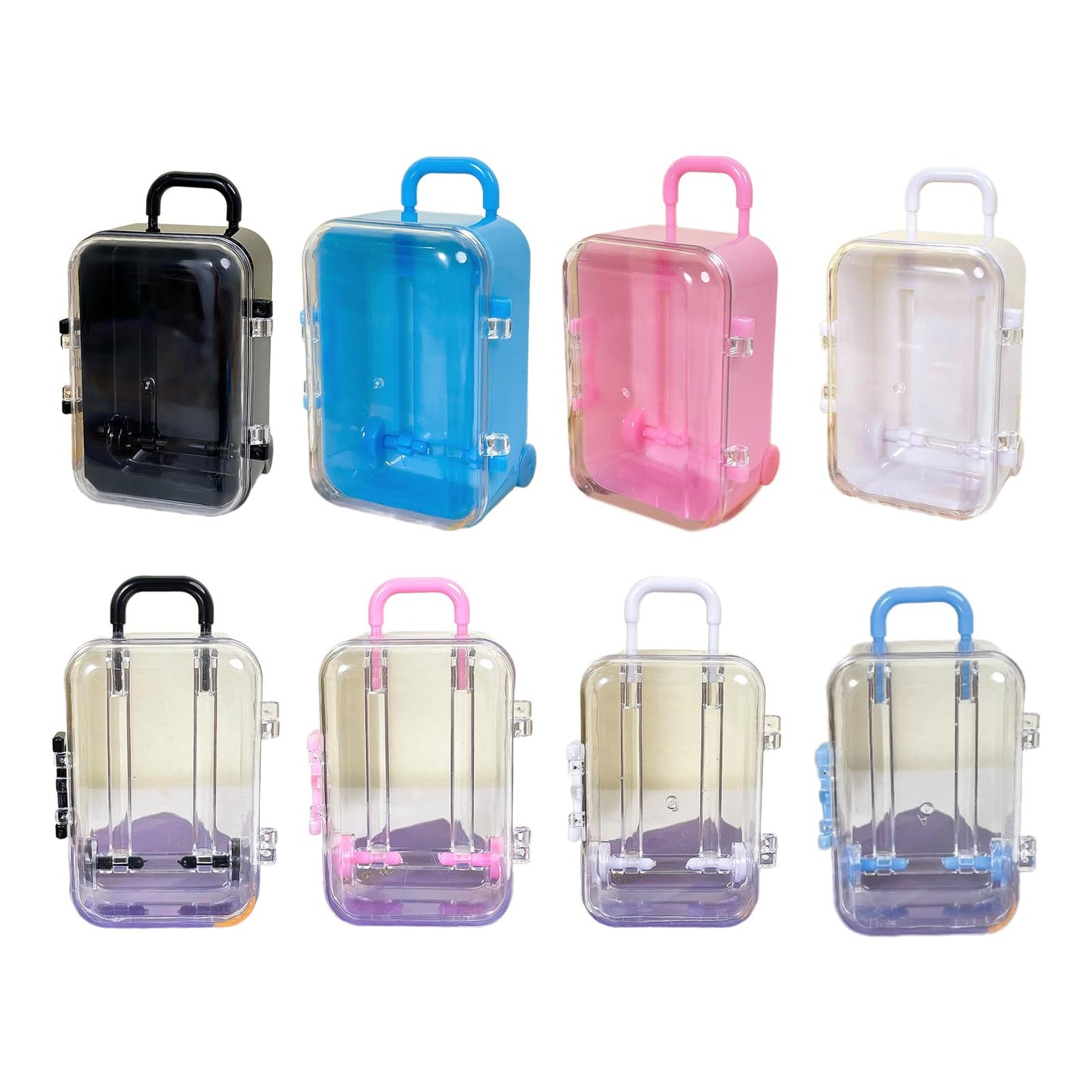 MEELYHOME ZQA Pink Plastic Miniature Doll Suitcase – Portable Storage Trunk for Doll Accessories