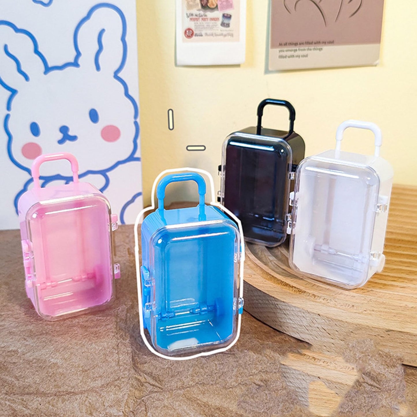 MEELYHOME ZQA Pink Plastic Miniature Doll Suitcase – Portable Storage Trunk for Doll Accessories