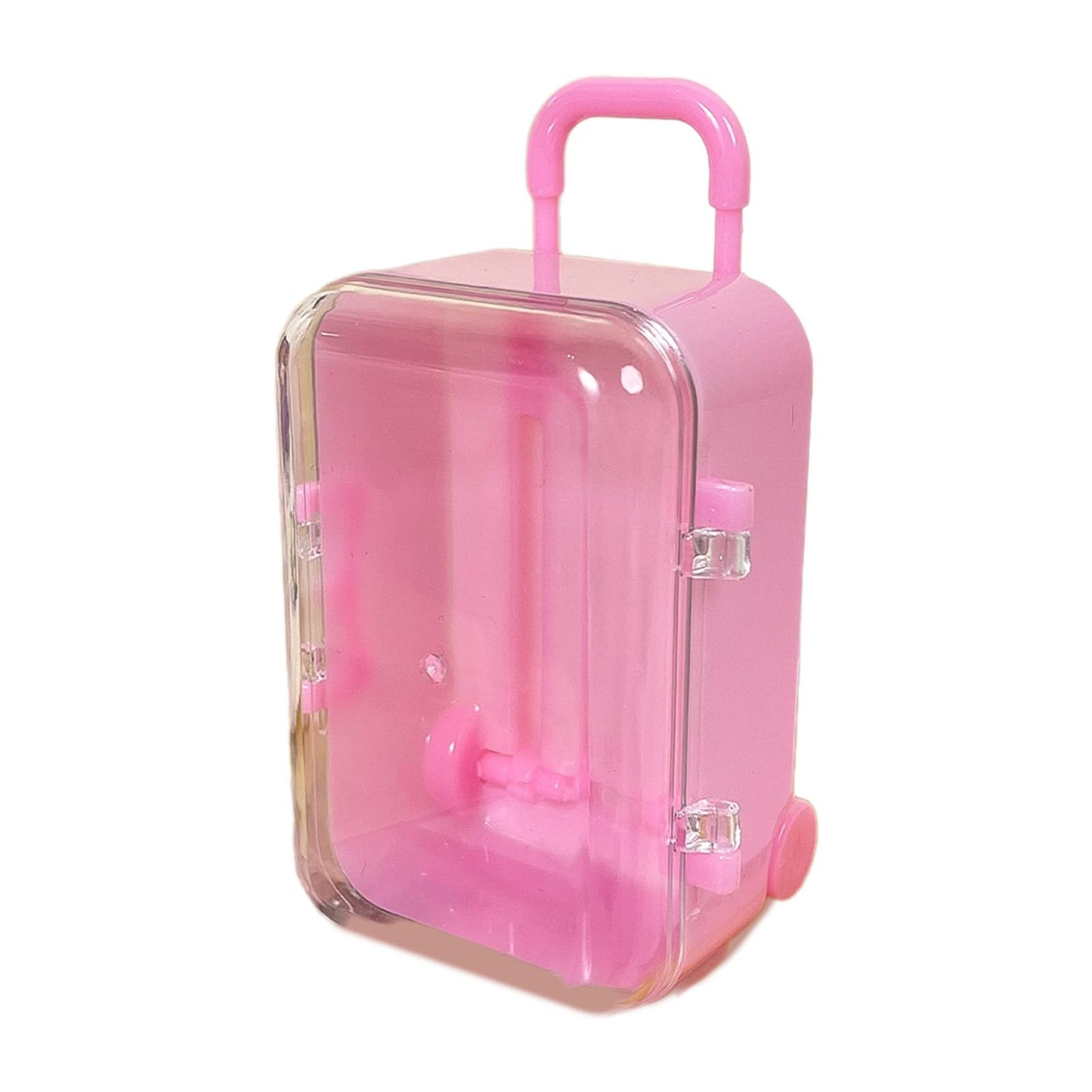 MEELYHOME ZQA Pink Plastic Miniature Doll Suitcase – Portable Storage Trunk for Doll Accessories