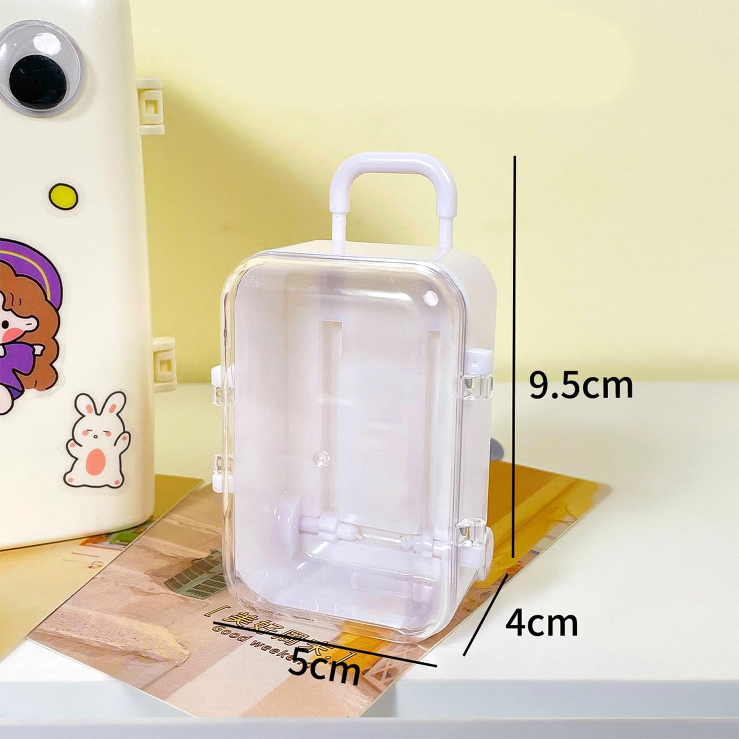 MEELYHOME ZQA Pink Plastic Miniature Doll Suitcase – Portable Storage Trunk for Doll Accessories