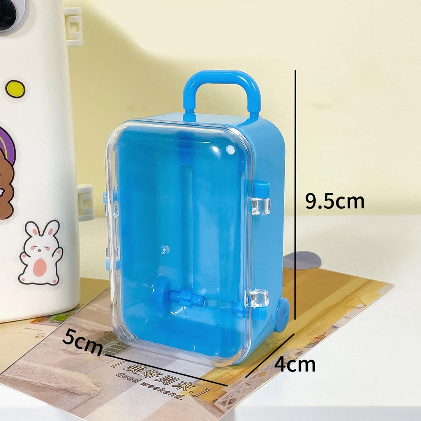 MEELYHOME ZQA Pink Plastic Miniature Doll Suitcase – Portable Storage Trunk for Doll Accessories