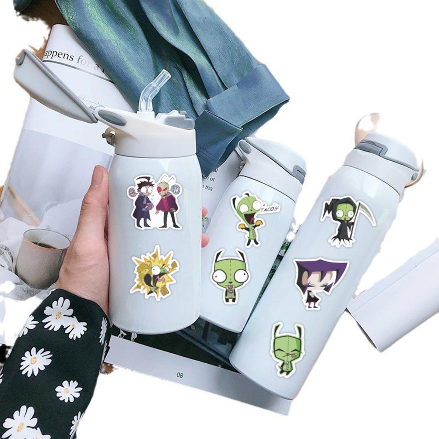 Meet Holiday 50PCS Invader Sticker Set - Waterproof Vinyl Decals for Laptops, Water Bottles & Gifts (Blue)