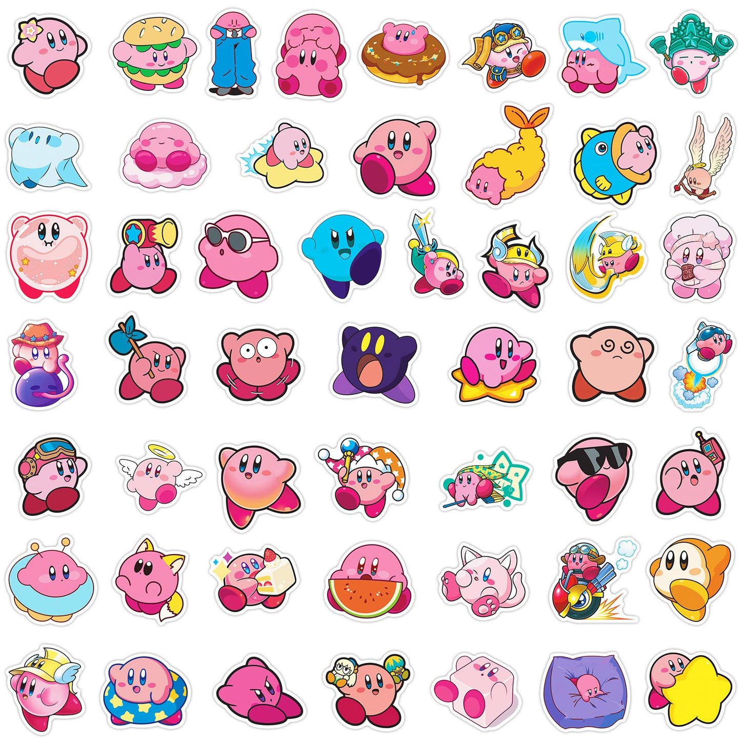 Meet Holiday Kirby Game Stickers – 50pc Waterproof Vinyl Decals for Laptop, Bottle & More