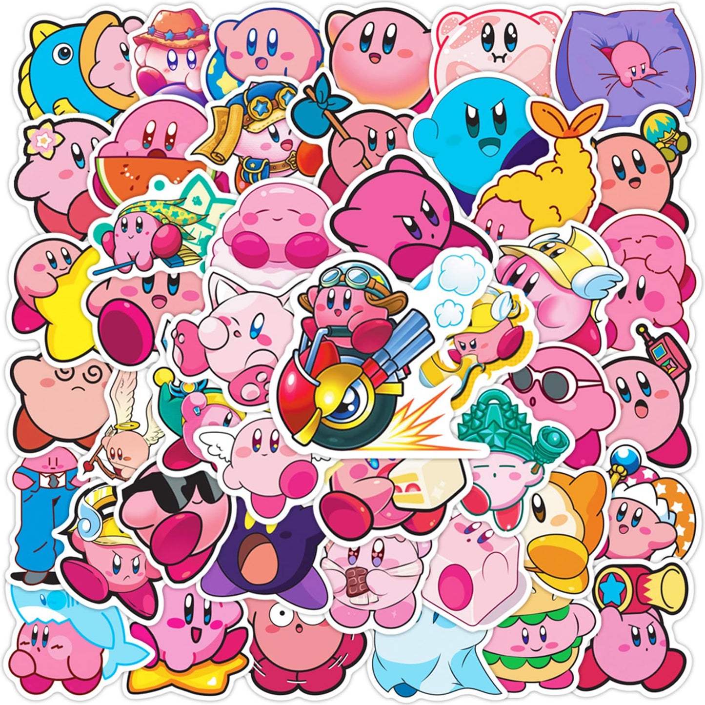 Meet Holiday Kirby Game Stickers – 50pc Waterproof Vinyl Decals for Laptop, Bottle & More