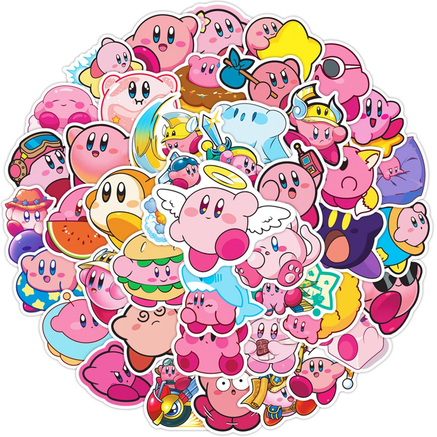 Meet Holiday Kirby Game Stickers – 50pc Waterproof Vinyl Decals for Laptop, Bottle & More