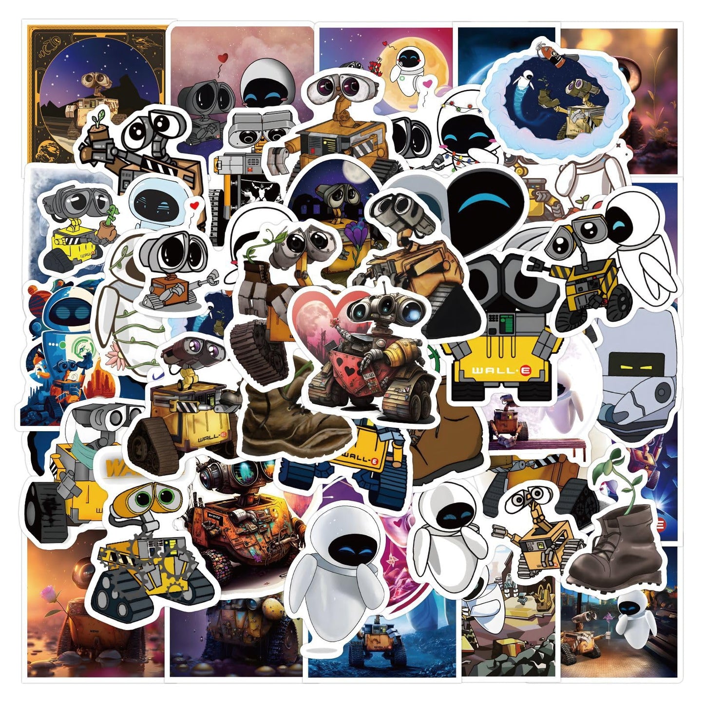 Meet Holiday 50PCS Movie Walle Sticker Set – Waterproof Vinyl Decals for Laptop, Water Bottle & More
