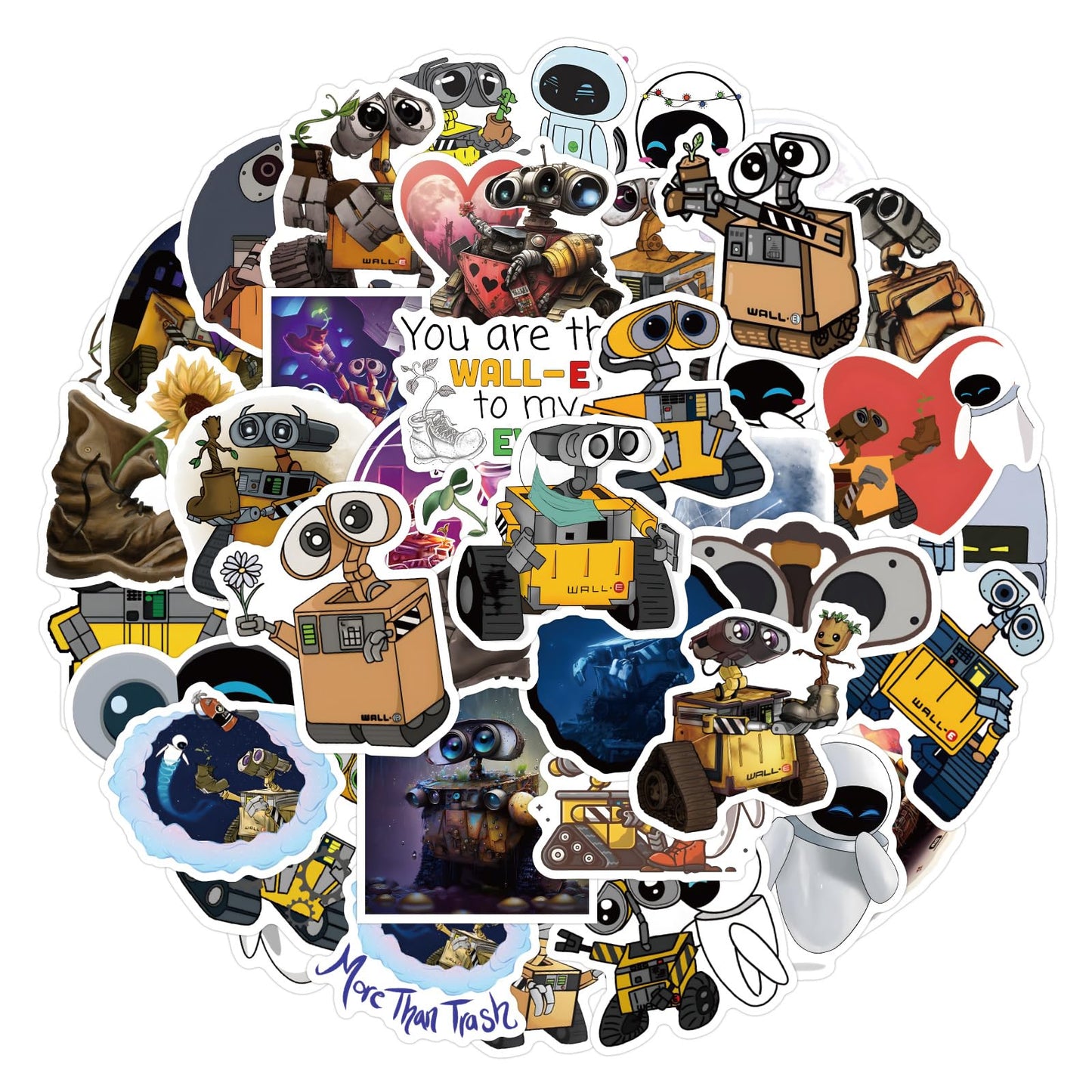 Meet Holiday 50PCS Movie Walle Sticker Set – Waterproof Vinyl Decals for Laptop, Water Bottle & More