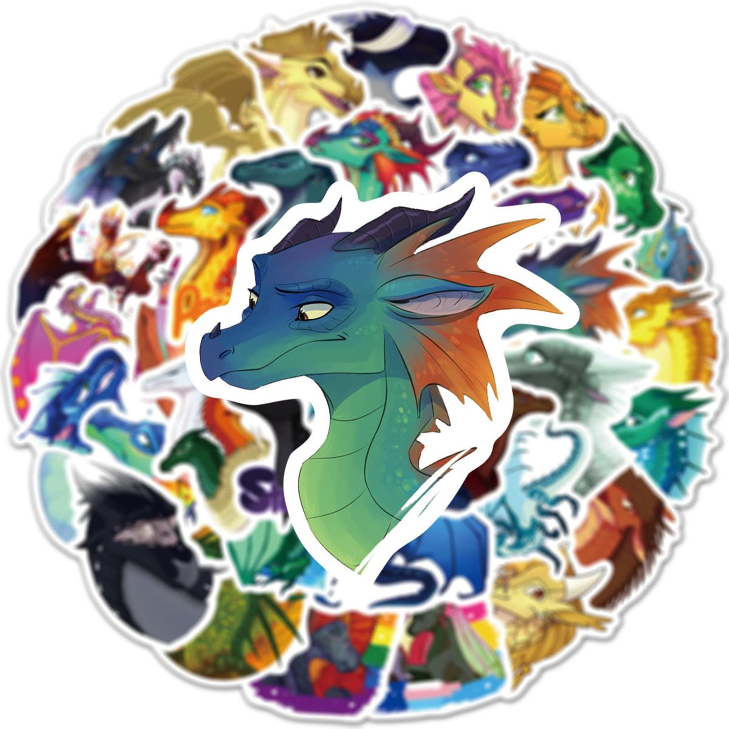 Meet Holiday 60-Piece Wings of Fire Dragon Sticker Set - Waterproof Vinyl Decals (Black)