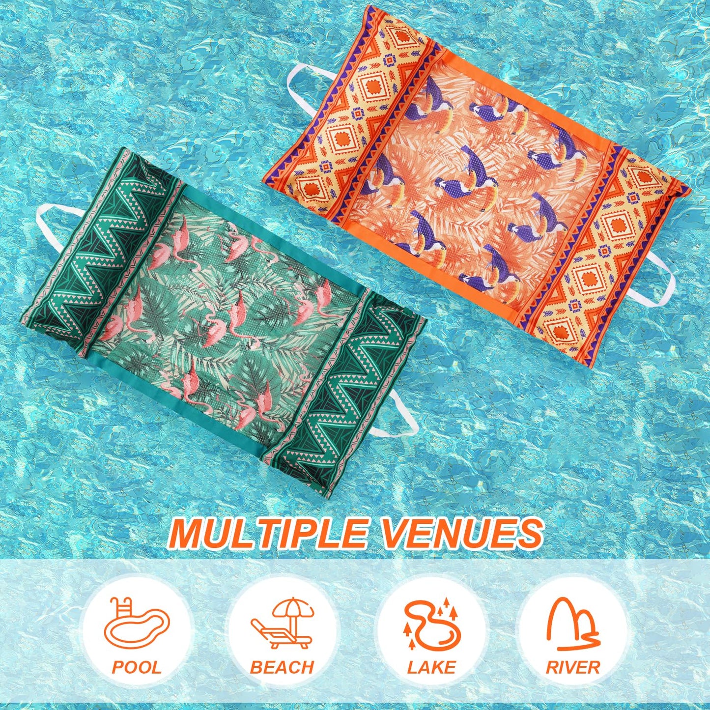 Meetinext 2-Pack Pool Hammock Floats for Adults - 4-in-1 Inflatable Loungers
