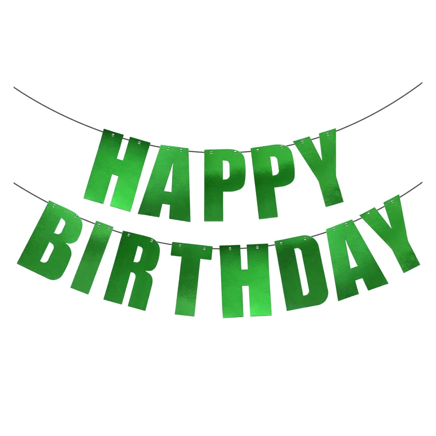 MEETINGU Happy Birthday Banner – Green Theme Party Decor (Reusable Cardboard Letters)