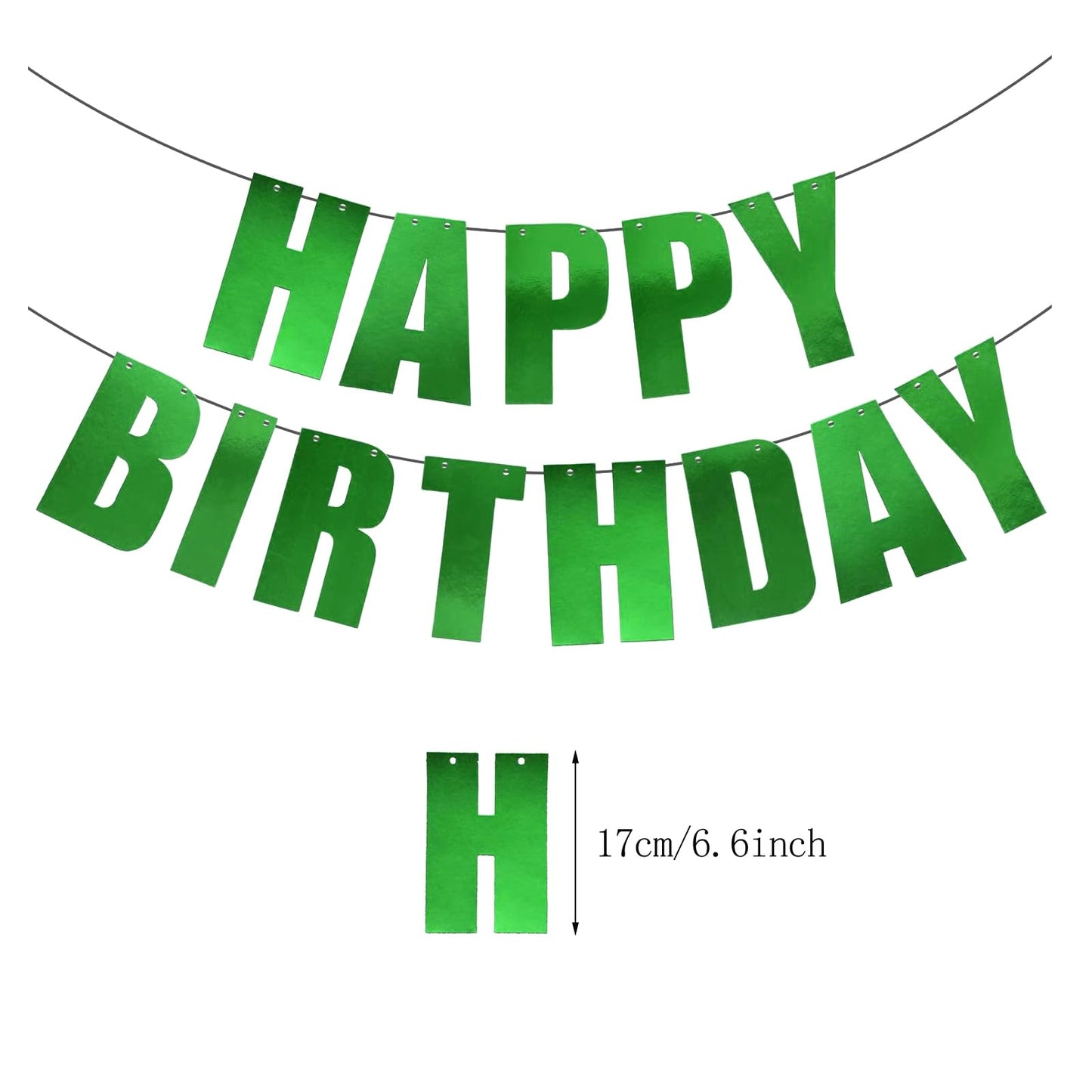 MEETINGU Happy Birthday Banner – Green Theme Party Decor (Reusable Cardboard Letters)