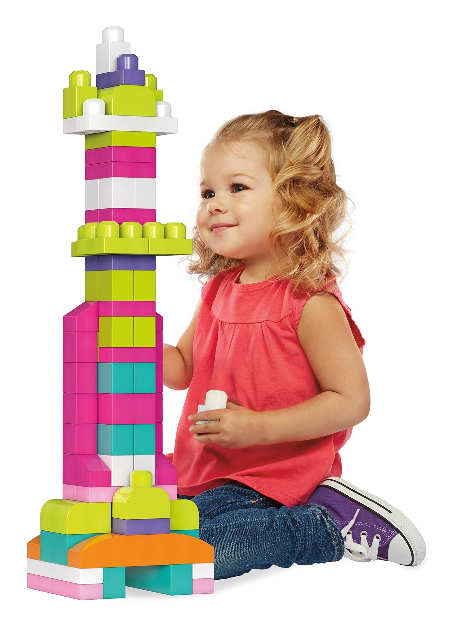 MEGA BLOKS First Builders Pink Bag – 80-Piece Toddler Blocks Set