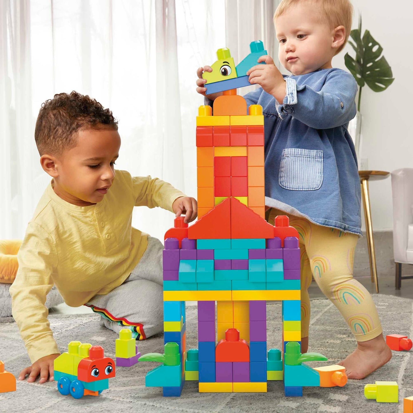 MEGA BLOKS First Builders Toddler Blocks Toys Set – 150-Piece Big Building Bag for Open-Ended Play (Blue) | Ages 1+