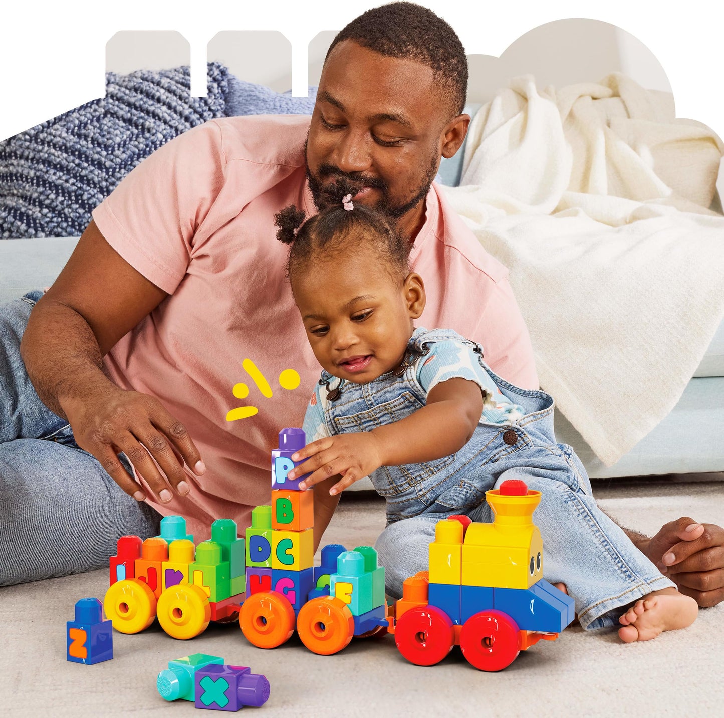 Mega Bloks First Builders ABC Musical Train – 50-Piece Toddler Block Set