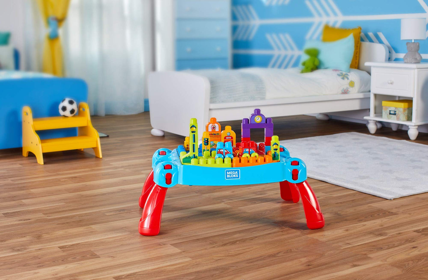Mega Bloks First Builders Build 'n Learn Table – Portable 30-Piece Building Toy for Toddlers