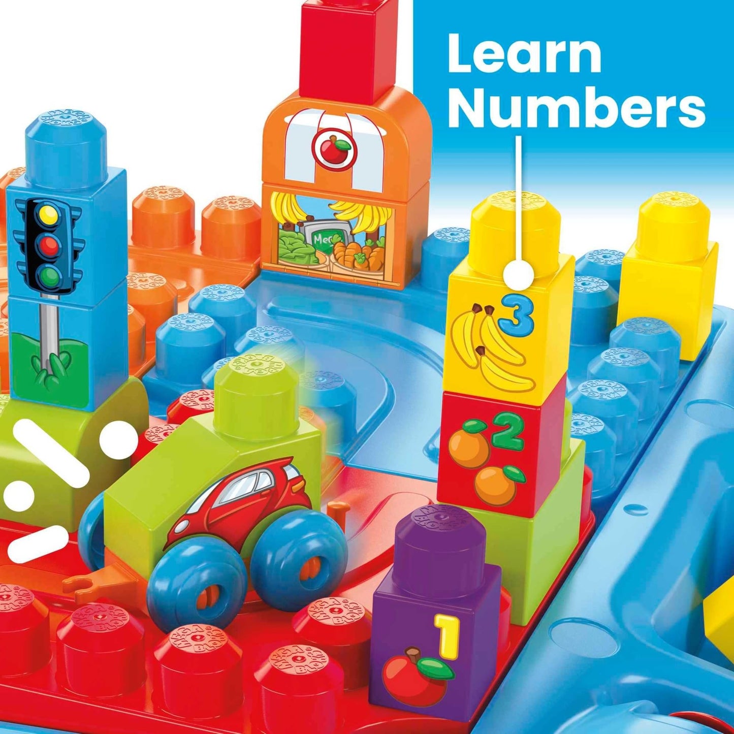 Mega Bloks First Builders Build 'n Learn Table – Portable 30-Piece Building Toy for Toddlers