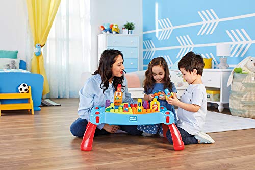 Mega Bloks First Builders Build 'n Learn Table – Portable 30-Piece Building Toy for Toddlers