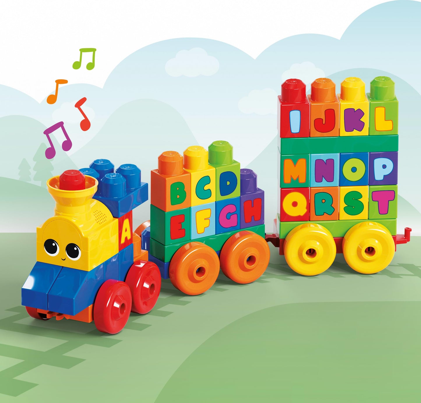 Mega Bloks First Builders ABC Musical Train – 50-Piece Toddler Block Set