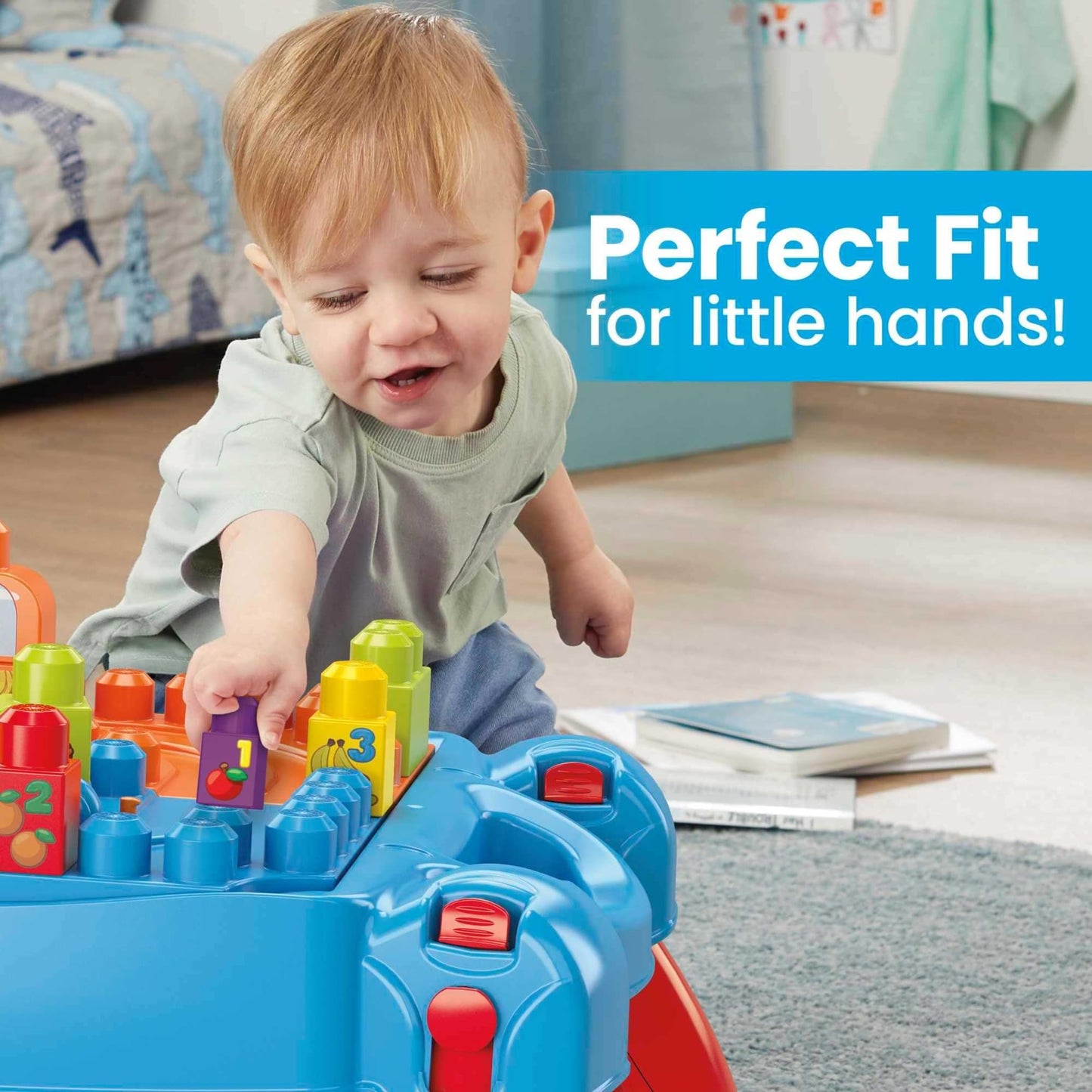 Mega Bloks First Builders Build 'n Learn Table – Portable 30-Piece Building Toy for Toddlers