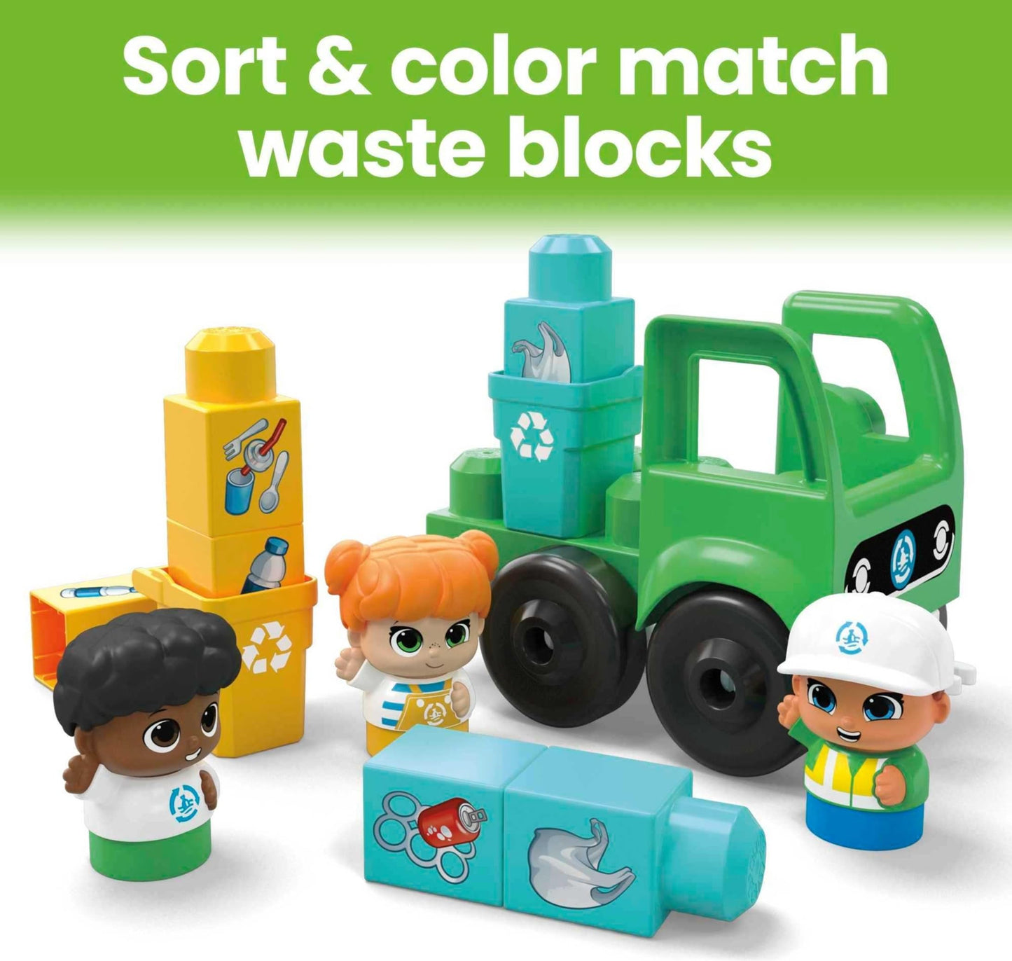 Mega Bloks Fisher-Price Ocean Time Clean Up — 70-Piece Toddler Block Set with 3 Figures | Ages 1+