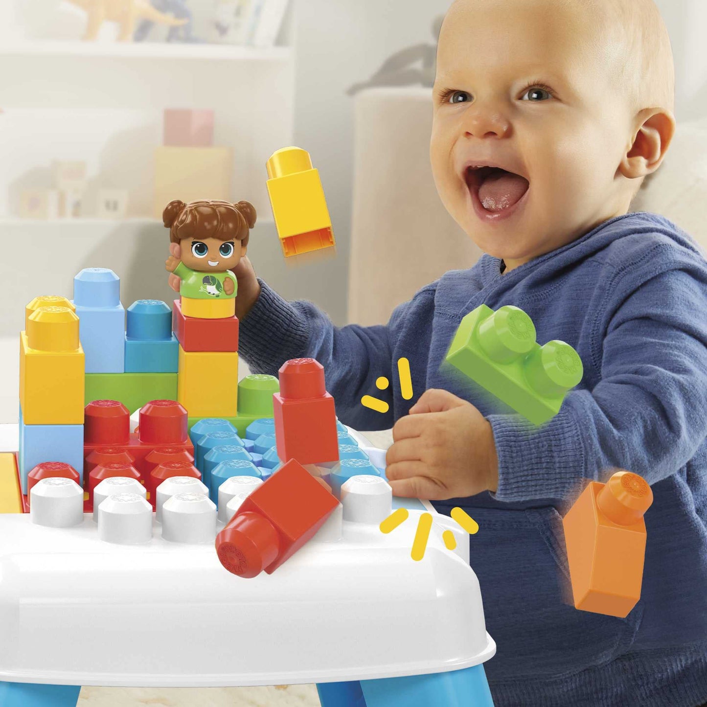 Mega Bloks Fisher-Price Build-n-Tumble Table – 25-Piece Toddler Blocks Set | Ages 1+