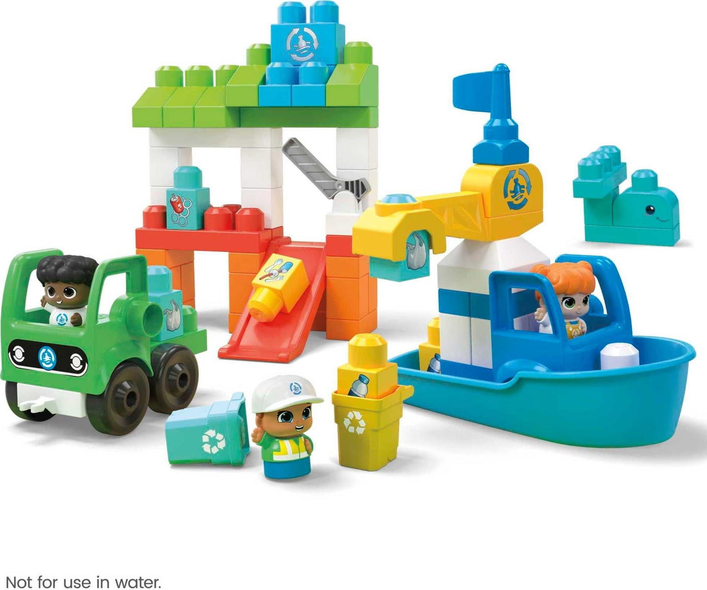 Mega Bloks Fisher-Price Ocean Time Clean Up — 70-Piece Toddler Block Set with 3 Figures | Ages 1+